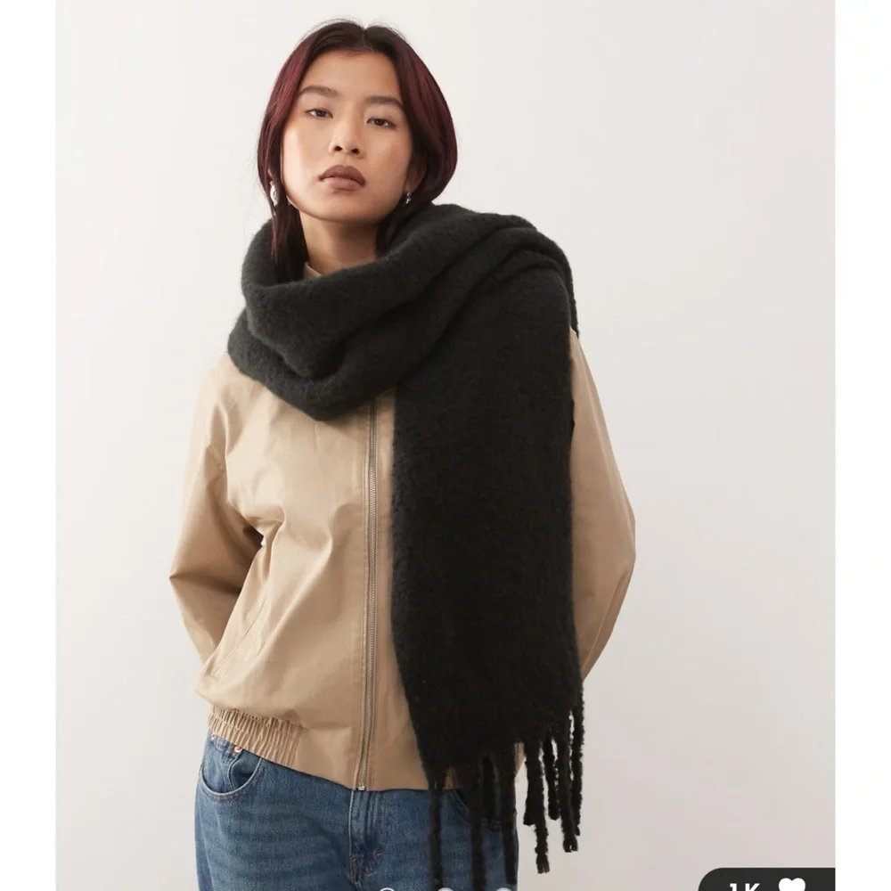 NEW Black Mohair Scarf 230x40cm | Soft Cozy Fluffy Unisex Winter Wrap